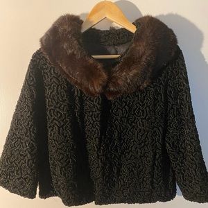 Vintage curly lambs wool evening coat